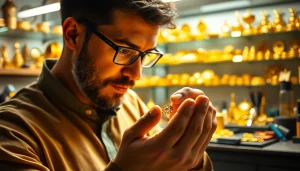 Valuta il compro oro con un esperto gioielliere in un laboratorio luminoso e professionale.