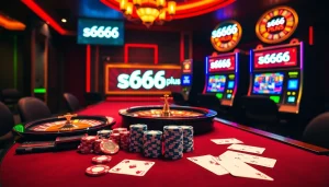 Experience thrills at s666 plus with vibrant casino tables and spinning roulette wheels.