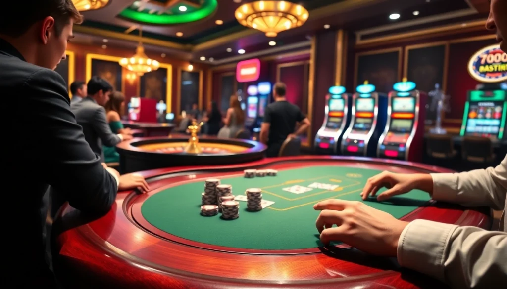 Experience online gaming at Fb88 with thrilling poker tables and vibrant casino atmosphere.