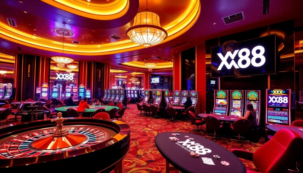 Experience the excitement of XX88 casino gaming with vibrant tables and engaging players.