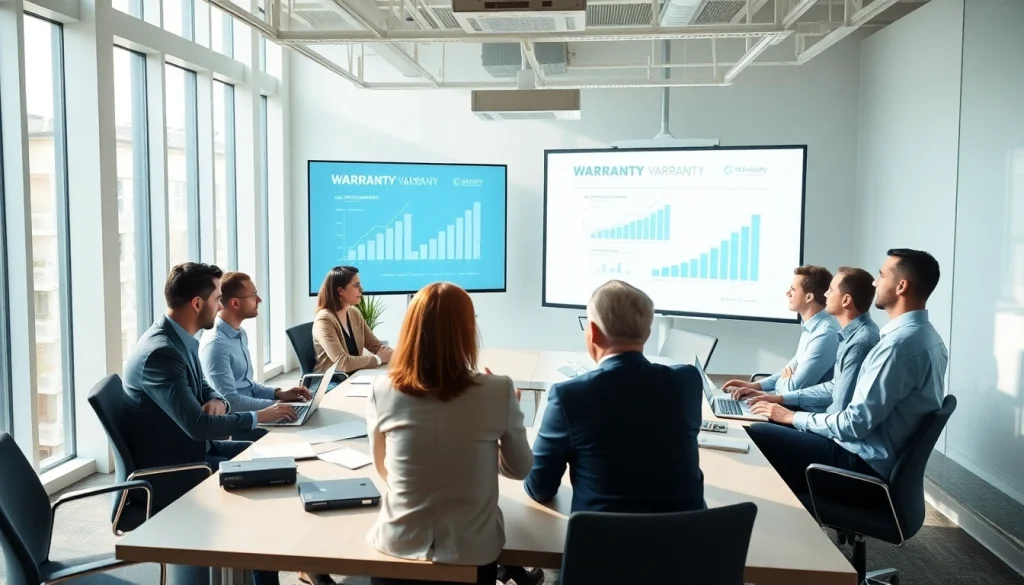 Engaging team discussion by an expert led warranty company showcasing innovative services.