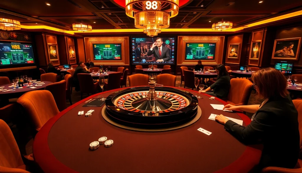 Experience the allure of Hb 88 poker with players engaged at a luxurious casino table.