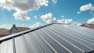 Metal roofing installation adds aesthetic appeal and durability to a modern home.