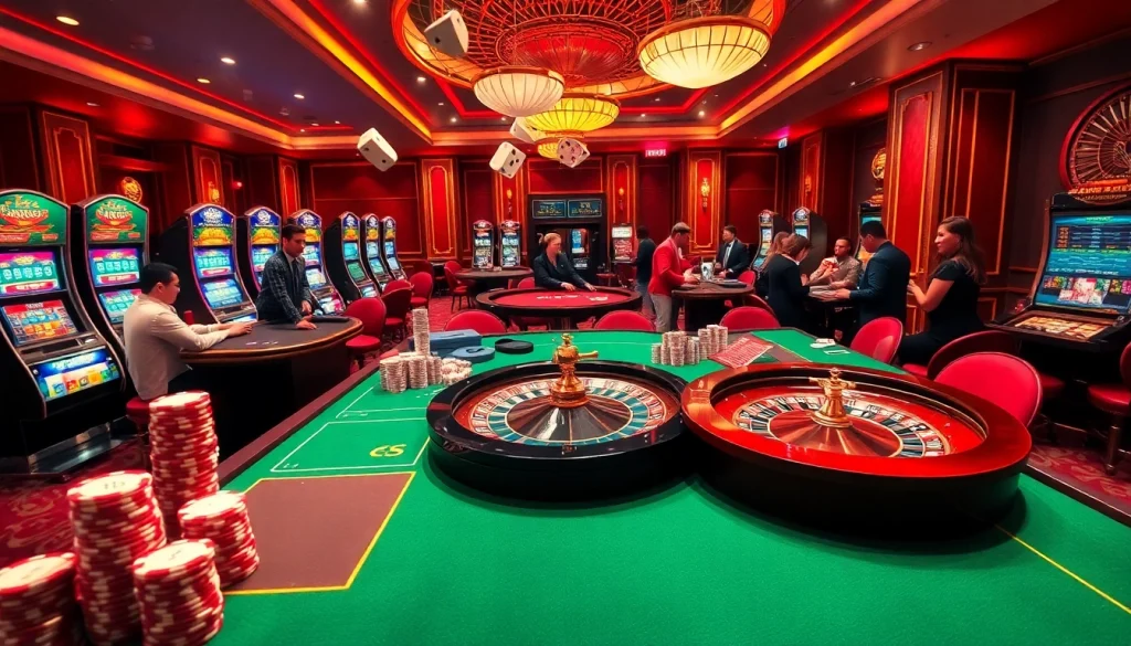 Experience the thrill of gambling at https://www.jun88.org/, featuring vibrant casino tables and excited players.