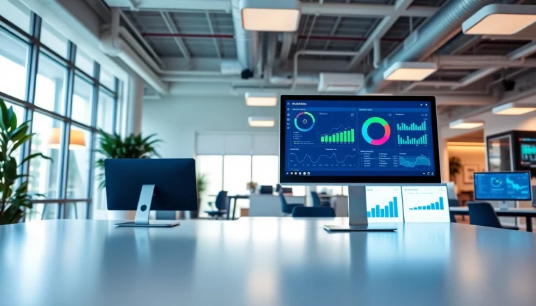 Showcase of 1cplatform's software interface in a modern office layout, highlighting its intuitive design.