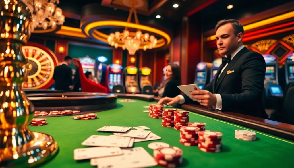 Experience thrilling gameplay at king88.limited with vibrant casinos, poker chips, and elegant tables.