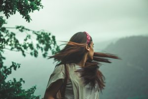 Girl turning her face