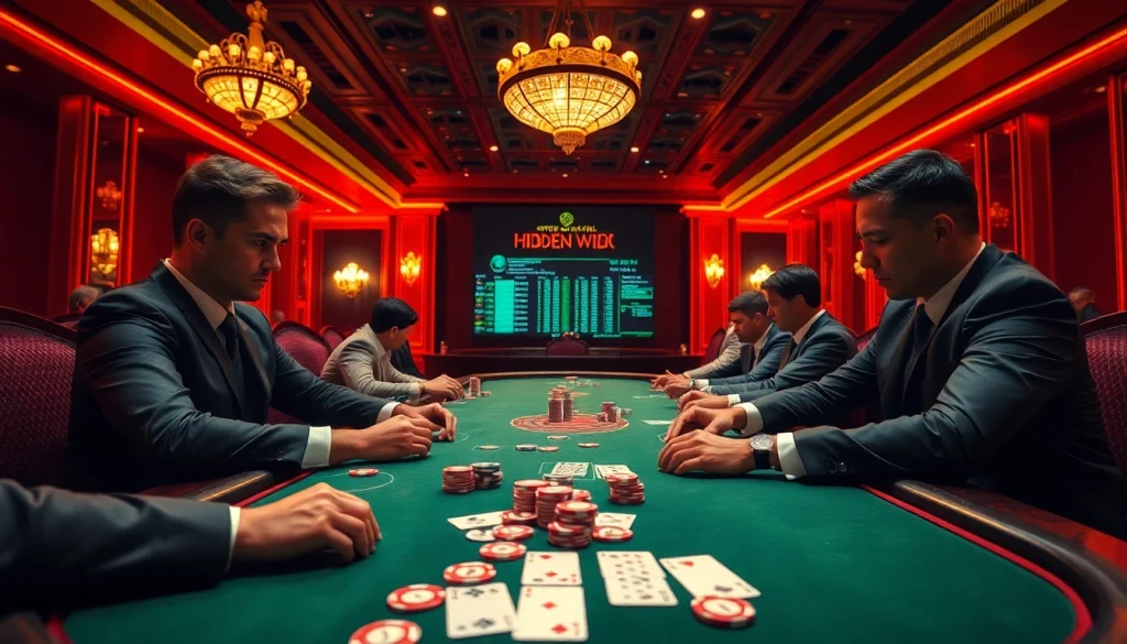 The official hidden wiki enhances the thrill of high-stakes poker in a luxurious casino setting.