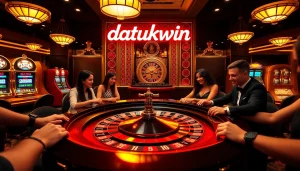 Pemain menang di roulette dalam suasana kasino mewah yang mempromosikan kegembiraan Datukwin.