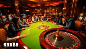 Experience thrilling gameplay at RR88's luxurious poker table with exciting roulette action.