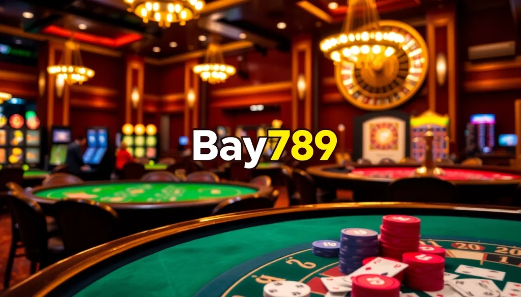 Experience the excitement of gambling at Bay789 with vibrant casino elements.