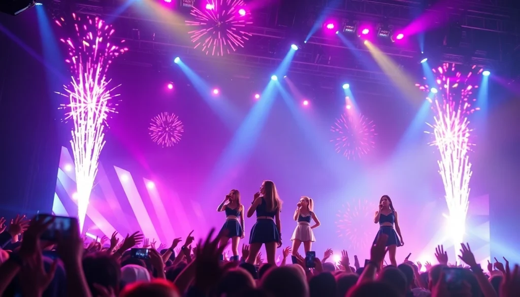 Exciting BLACKPINK concert scene illustrating lively Blackpink news with dynamic lighting.