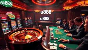 Experience the thrill of wagering at u888 with vibrant casino scenes and exciting games.