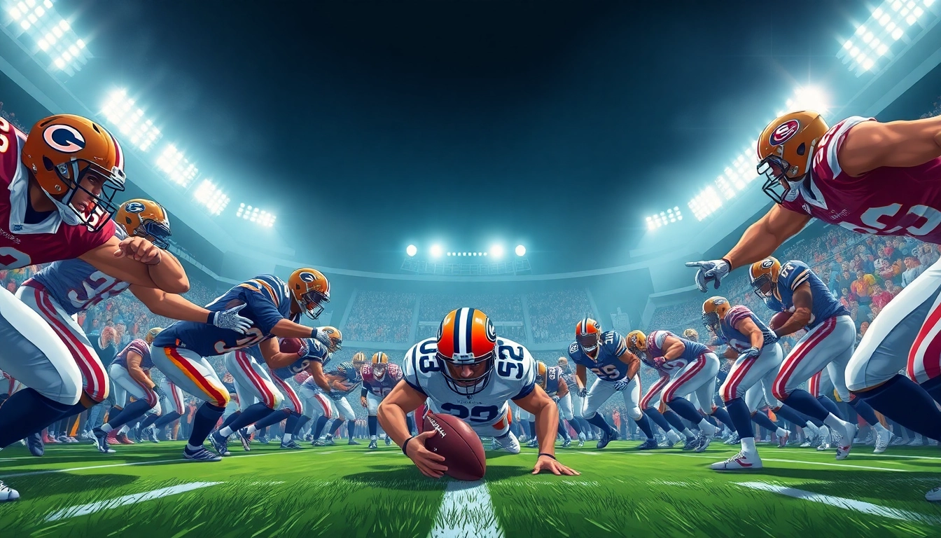 Action-packed bears vs 49ers football game with players clashing on the field.