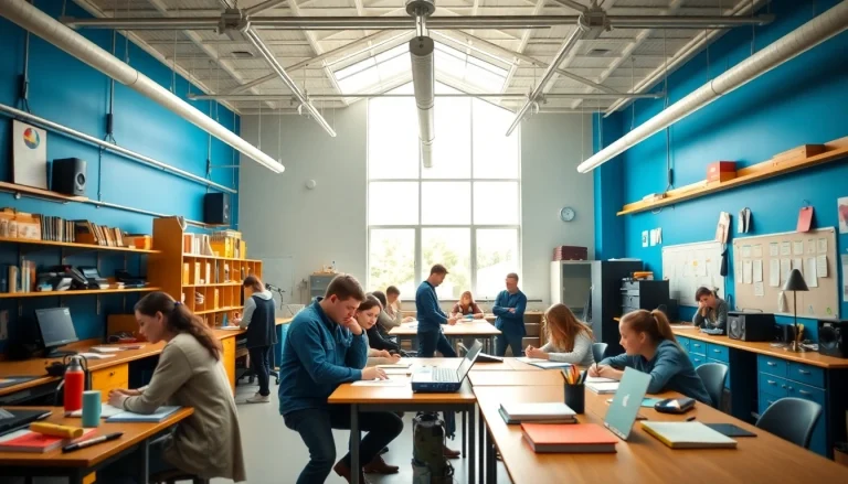 Engaging classroom scene illustrating Trade School Tennessee with students actively learning and collaborating.