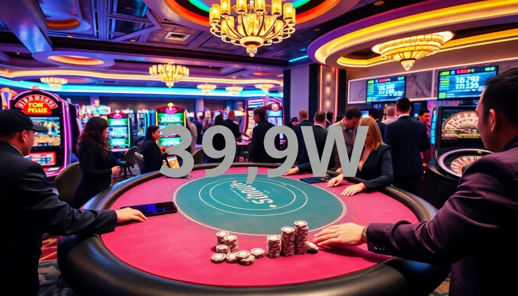 Experience thrilling gameplay at 399W's online casino with vibrant poker chips and lively betting.