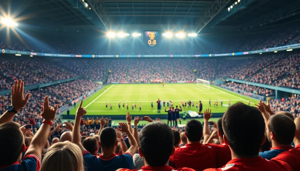 การถ่ายทอดสดผลบอลในสนามแข่งขันฟุตบอลที่เต็มไปด้วยความตื่นเต้น