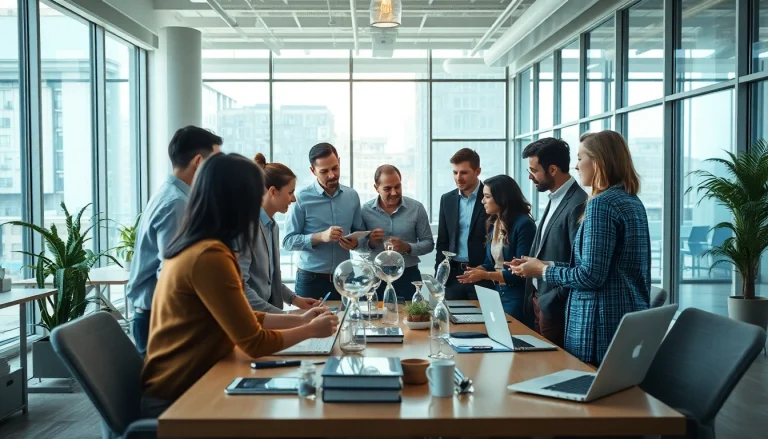 Team collaborating on innovative projects at Maeden's modern office space.