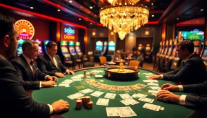SODO CASINO blackjack table scene with engaged players and vibrant casino atmosphere.