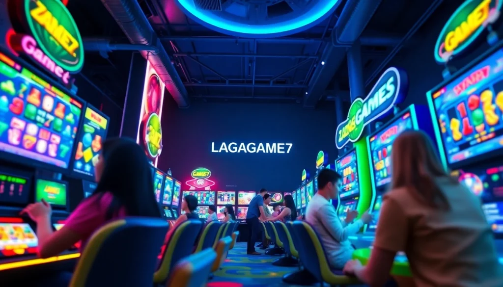 LAGAGAME77 online gaming scene with vibrant atmosphere and engaging gamers.