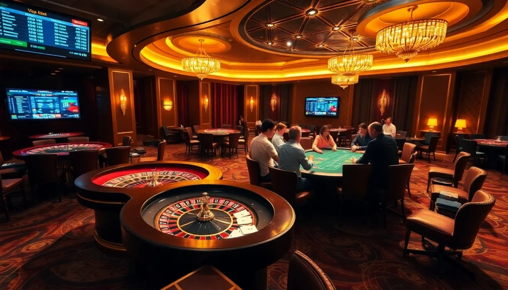 Experience the thrill of https://tx88.link/ with a luxurious casino scene showcasing poker and roulette action.