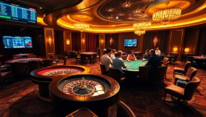 Experience the thrill of https://tx88.link/ with a luxurious casino scene showcasing poker and roulette action.