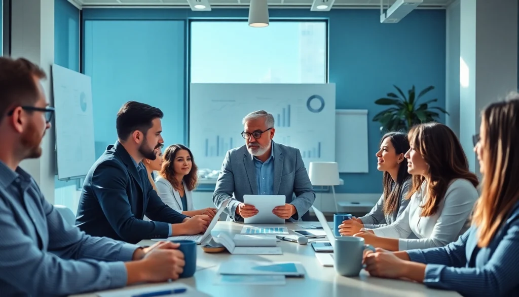 Hire salespeople through engaging teamwork and professional collaboration in a bright office.