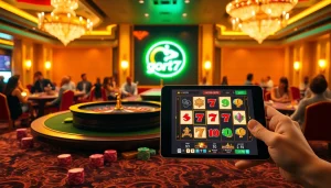 Gori77 logo displayed on a luxurious casino roulette table amid players enjoying strategic gameplay.