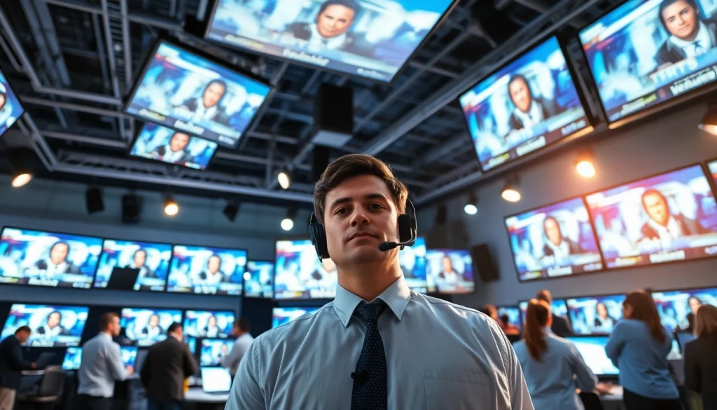 Engaging journalist in action delivering Usa Today news updates in a vibrant newsroom.