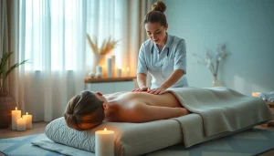 차분한 가정 환경에서 진행되는 전문 출장마사지 세션, 진정 요소가 어우러진 모습.