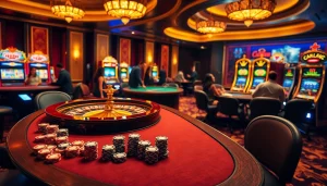 Kkwin players enjoying thrilling moments at a luxurious casino filled with vibrant games.