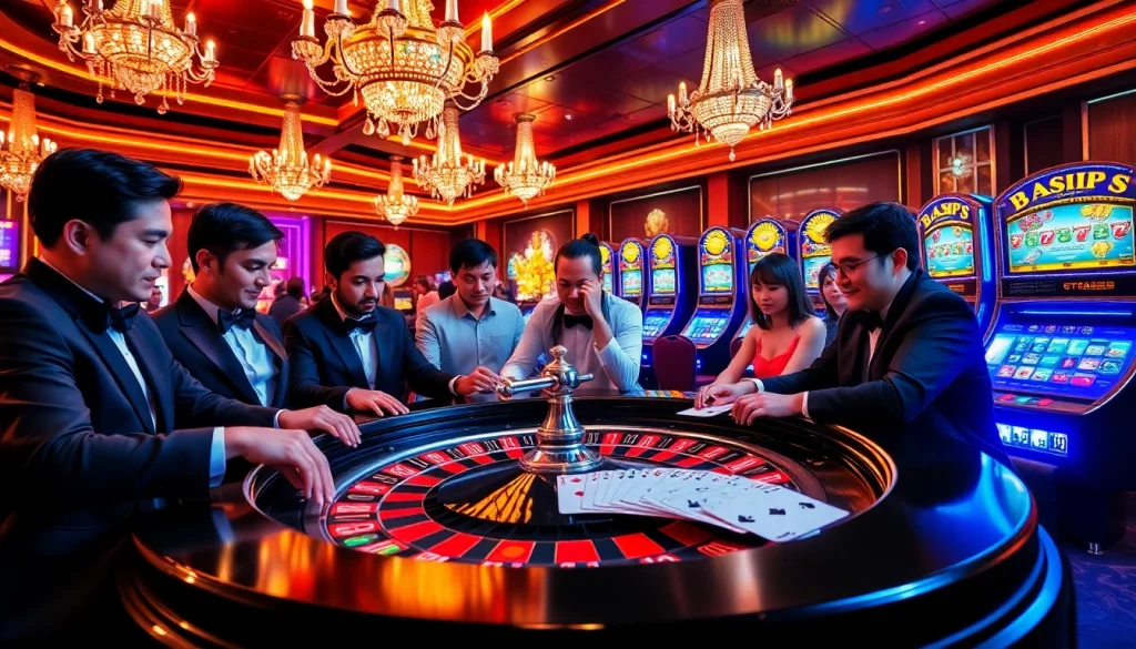 tg88 casino scene showcasing roulette excitement and vibrant poker action.