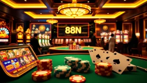 Players engaging in thrilling gaming action at nhà cái 888NEW's luxurious online casino.