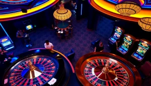 Excited gamblers at a roulette table and slots, showcasing the thrill of gaming with https://www.bdtk66.blog/ experiences.