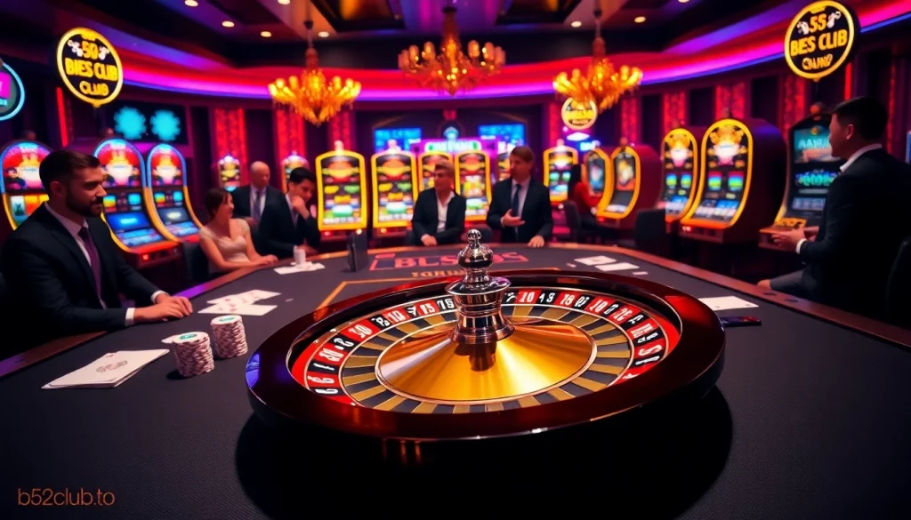 Exciting poker action at b52club. to with colorful chips and vibrant casino atmosphere.