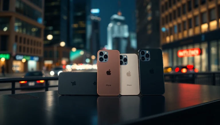 Comparar iPhone 16 Pro Max colores en un entorno urbano iluminado.