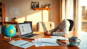 Apply for uk eta online application efficiently at a home office with essential travel documents.