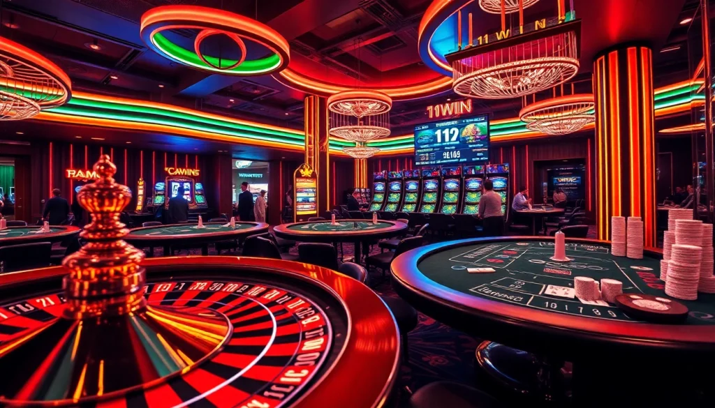 Experience the thrill of gambling at 11WIN casino with vibrant roulette and poker games.