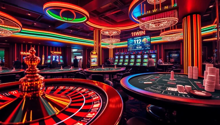 Experience the thrill of gambling at 11WIN casino with vibrant roulette and poker games.