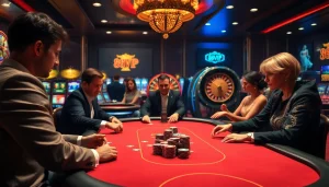 Experience a thrilling poker game at 68VIP with luxurious setting and high-stakes atmosphere.