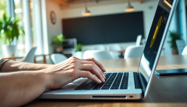 Achat de bitcoin en ligne avec un ordinateur portable dans un bureau moderne.