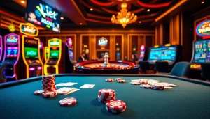 Pahala4d - Engage in a thrilling casino atmosphere with poker chips and slot machines.