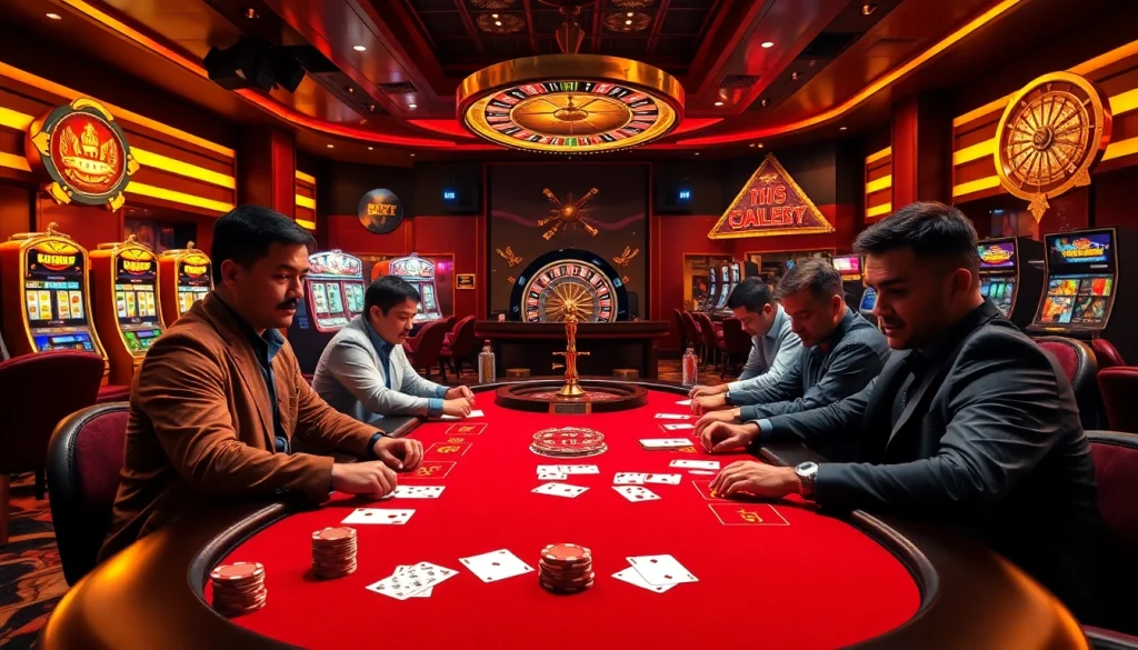 Players engaging in high-stakes poker at https://sc88seo.com/, showcasing thrilling action in a luxurious casino environment.