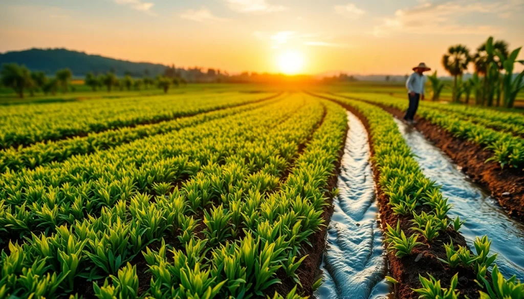 Watering lush fields demonstrating effective land irrigation techniques for agriculture.