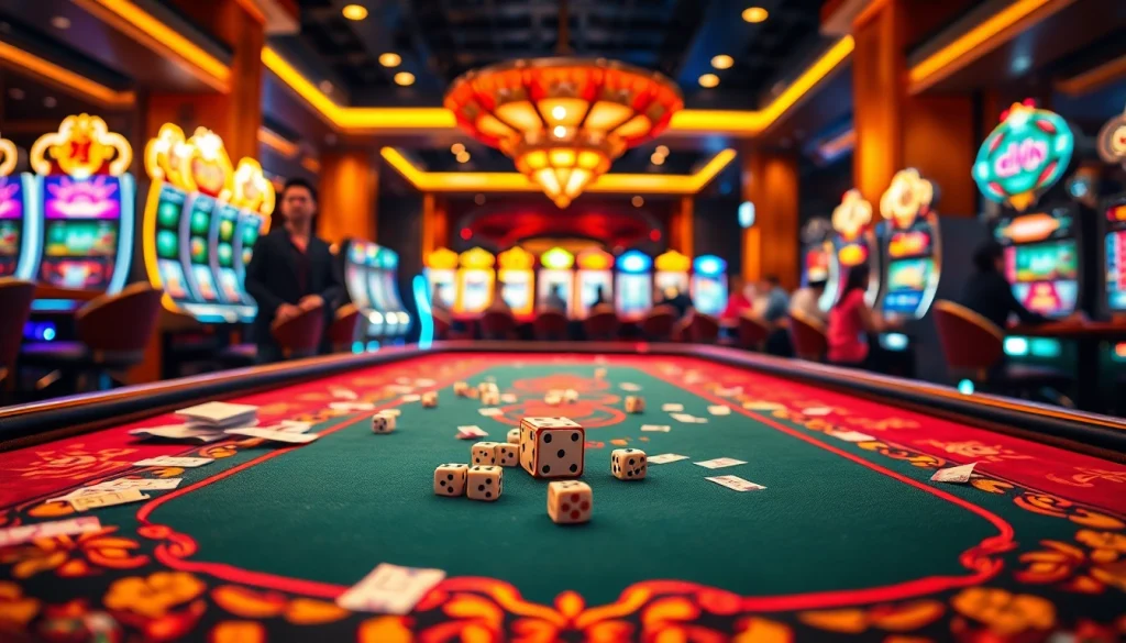 A thrilling Tài Xỉu game setup at https://taixiumd5.fan/ with dazzling casino visuals and engaging players.