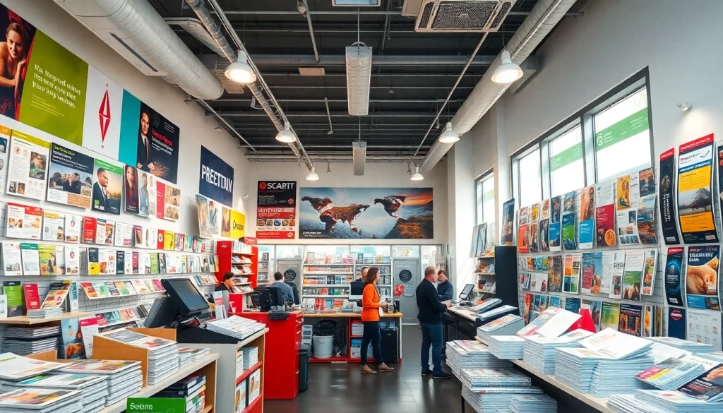 Engaging display of budget printing edmonton materials in a modern shop setting.