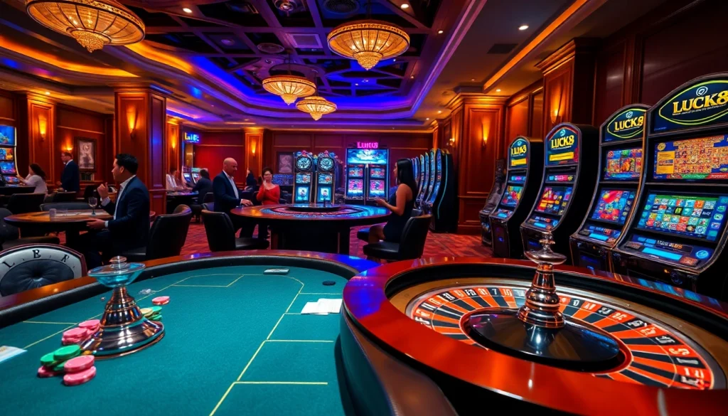 Experience thrilling moments at LUCK8's luxurious casino tables and slot machines.