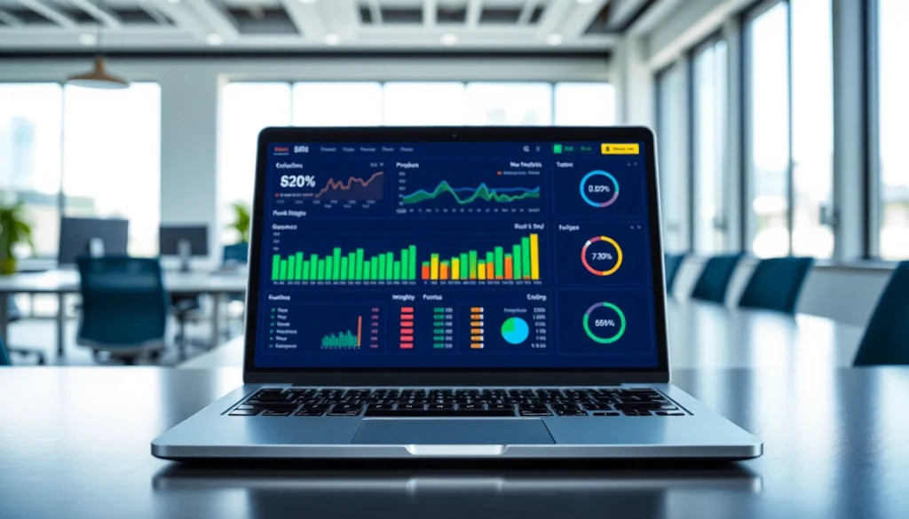 Analyze crucial metrics using the SEO Rank Tracker in a modern office environment.