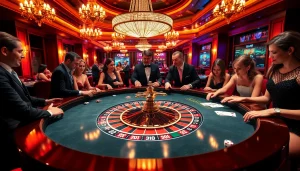 LUCK8 players enjoying a thrilling game at a luxurious casino table.