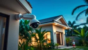 Cámaras de seguridad instaladas en una casa moderna en Guanacaste, que muestran tecnología para la seguridad.